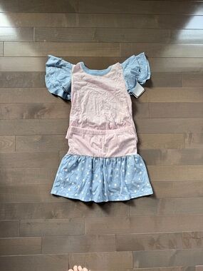 Chaser Girls Pink Bodice Blue Star Ruffle Dress